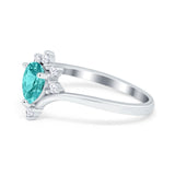 Teardrop V Chevron Engagement Ring Simulated Cubic Zirconia 925 Sterling Silver