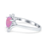 Teardrop V Chevron Engagement Ring Simulated Cubic Zirconia 925 Sterling Silver