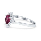 Teardrop V Chevron Engagement Ring Simulated Cubic Zirconia 925 Sterling Silver