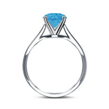 Solitaire Teardrop Simulated Cubic Zirconia Wedding Ring 925 Sterling Silver Center Stone-(8mmx6mm)