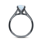 Solitaire Teardrop Simulated Cubic Zirconia Wedding Ring 925 Sterling Silver Center Stone-(8mmx6mm)