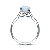 Solitaire Teardrop Simulated Cubic Zirconia Wedding Ring 925 Sterling Silver Center Stone-(8mmx6mm)