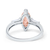 Art Deco Marquise Simulated Cubic Zirconia Engagement Ring 925 Sterling Silver