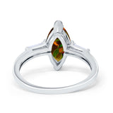 Marquise Art Deco Engagement Simulated Cubic Zirconia Ring 925 Sterling Silver
