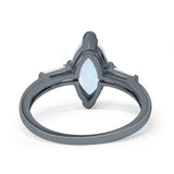 Marquise Art Deco Engagement Simulated Cubic Zirconia Ring 925 Sterling Silver