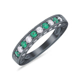 Art Deco Eternity Stackable Band Wedding Ring Simulated CZ 925 Sterling Silver