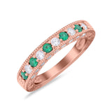 Art Deco Eternity Stackable Band Wedding Ring Simulated CZ 925 Sterling Silver