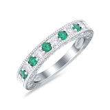 Art Deco Eternity Stackable Band Wedding Ring Simulated CZ 925 Sterling Silver