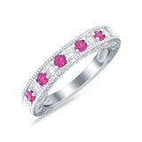 Art Deco Eternity Stackable Band Wedding Ring Simulated CZ 925 Sterling Silver