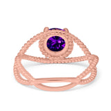 Braided Cable Split Engagement Ring Simulated Cubic Zirconia 925 Sterling Silver