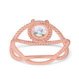 Braided Cable Split Engagement Ring Simulated Cubic Zirconia 925 Sterling Silver