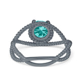 Braided Cable Split Engagement Ring Simulated Cubic Zirconia 925 Sterling Silver