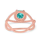 Braided Cable Split Engagement Ring Simulated Cubic Zirconia 925 Sterling Silver