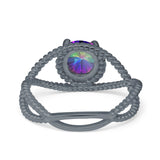 Braided Cable Split Engagement Ring Simulated Cubic Zirconia 925 Sterling Silver