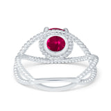 Braided Cable Split Engagement Ring Simulated Cubic Zirconia 925 Sterling Silver