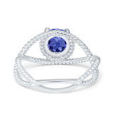 Braided Cable Split Engagement Ring Simulated Cubic Zirconia 925 Sterling Silver