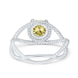 Braided Cable Split Engagement Ring Simulated Cubic Zirconia 925 Sterling Silver