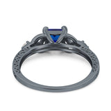 Cushion Celtic Art Deco Engagement Ring Simulated Cubic Zirconia 925 Sterling Silver