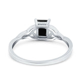 Engagement Ring Emerald Cut Simulated Cubic Zirconia Solid 925 Sterling Silver