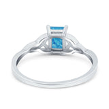 Engagement Ring Emerald Cut Simulated Cubic Zirconia Solid 925 Sterling Silver