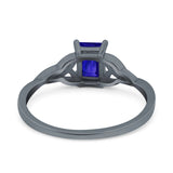 Emerald Cut Engagement Ring Simulated CZ 925 Sterling Silver