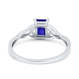 Emerald Cut Engagement Ring Simulated CZ 925 Sterling Silver