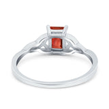 Engagement Ring Emerald Cut Simulated Cubic Zirconia Solid 925 Sterling Silver