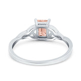 Engagement Ring Emerald Cut Simulated Cubic Zirconia Solid 925 Sterling Silver
