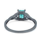 Engagement Ring Emerald Cut Simulated Cubic Zirconia Solid 925 Sterling Silver