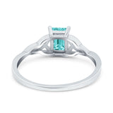 Engagement Ring Emerald Cut Simulated Cubic Zirconia Solid 925 Sterling Silver