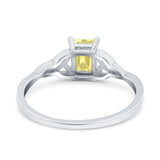 Engagement Ring Emerald Cut Simulated Cubic Zirconia Solid 925 Sterling Silver