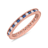 Art Deco Full Eternity Stackable Wedding Ring Simulated CZ 925 Sterling Silver