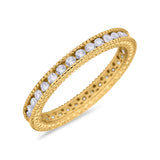 Art Deco Full Eternity Stackable Wedding Ring Simulated CZ 925 Sterling Silver