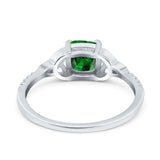 Cushion Cut Celtic Art Deco Wedding Engagement Bridal Ring Round Simulated Cubic Zirconia 925 Sterling Silver