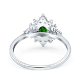Oval Cut Halo Vintage Wedding Ring Simulated Cubic Zirconia 925 Sterling Silver