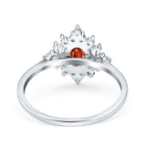 Oval Cut Halo Vintage Wedding Ring Simulated Cubic Zirconia 925 Sterling Silver
