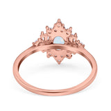 Oval Cut Halo Vintage Wedding Ring Simulated Cubic Zirconia 925 Sterling Silver