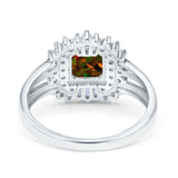 Cushion Cut Art Deco Wedding Ring Simulated Cubic Zirconia 925 Sterling Silver