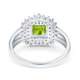 Cushion Cut Art Deco Wedding Ring Simulated Cubic Zirconia 925 Sterling Silver
