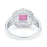 Cushion Cut Art Deco Wedding Ring Simulated Cubic Zirconia 925 Sterling Silver