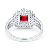 Cushion Cut Art Deco Wedding Ring Simulated Cubic Zirconia 925 Sterling Silver