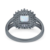 Cushion Cut Art Deco Wedding Ring Simulated Cubic Zirconia 925 Sterling Silver