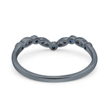 Marquise Curved Half Eternity Stackable Band Ring Simulated CZ 925 Sterling Silver