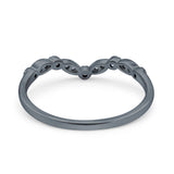Marquise Curved Half Eternity Stackable Band Ring Simulated CZ 925 Sterling Silver