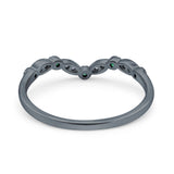 Marquise Curved Half Eternity Stackable Band Ring Simulated CZ 925 Sterling Silver