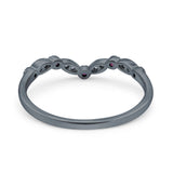 Marquise Curved Half Eternity Stackable Band Ring Simulated CZ 925 Sterling Silver