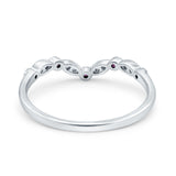 Marquise Curved Half Eternity Stackable Band Ring Simulated CZ 925 Sterling Silver