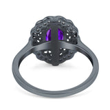 Art Deco Wedding Ring Oval Cut Solid Simulated Cubic Zirconia 925 Sterling Silver