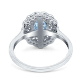 Art Deco Wedding Ring Oval Cut Solid Simulated Cubic Zirconia 925 Sterling Silver