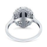 Art Deco Wedding Ring Oval Cut Solid Simulated Cubic Zirconia 925 Sterling Silver